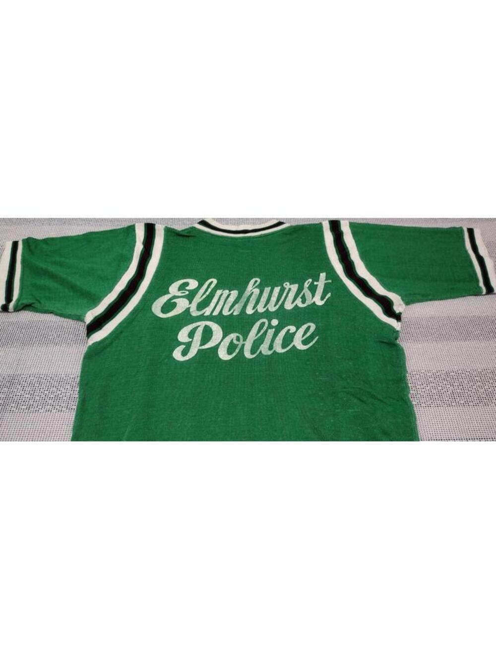 1940s Jersey CHICAGO ELMHURST POLICE NEW ERA SPORTSWEAR Knitting Mills Green V - Picture 2 of 15